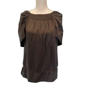 BCBGMaxAzria silk top with hammered look and draped back